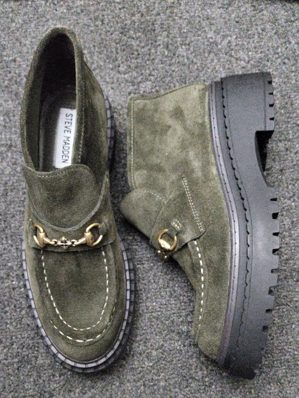Steve Madden Women's Olive Green Suede Presly Bootie